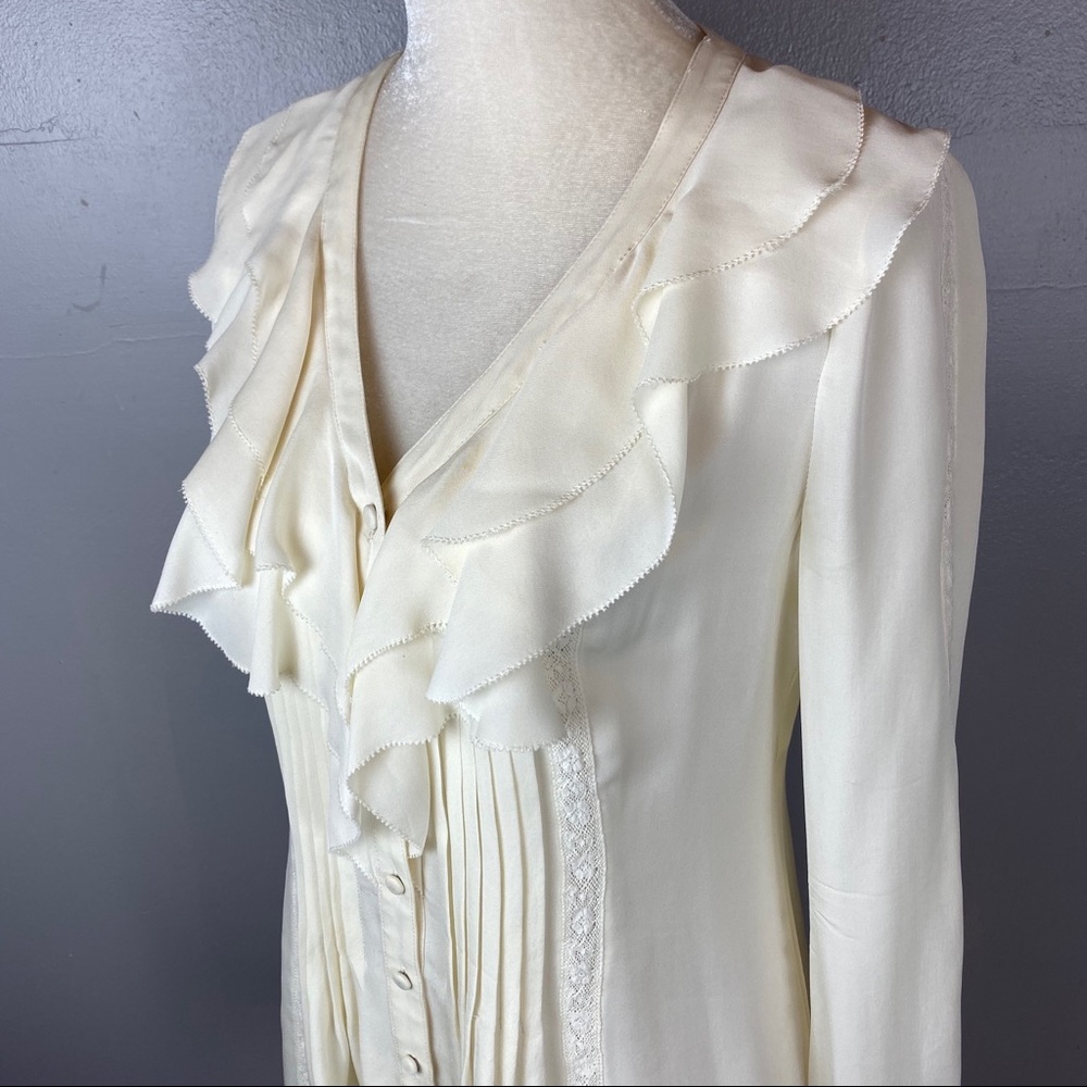 Rachel Zoe ivory silk ruffle tunic blouse 6 - Picture 6 of 8